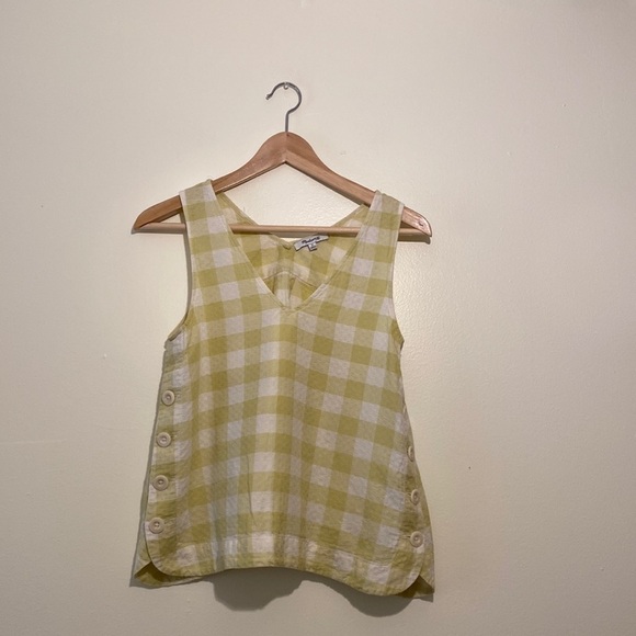 Madewell side button tank top in ginger check print. Size Xs - Picture 6 of 16